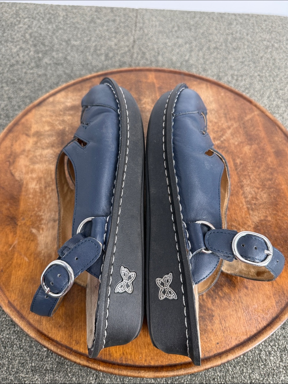 Alegria Shoes Wm 40 (9.5-10) Blue Leather Slingback Comfort Freesia Clog Mule - Picture 13 of 13